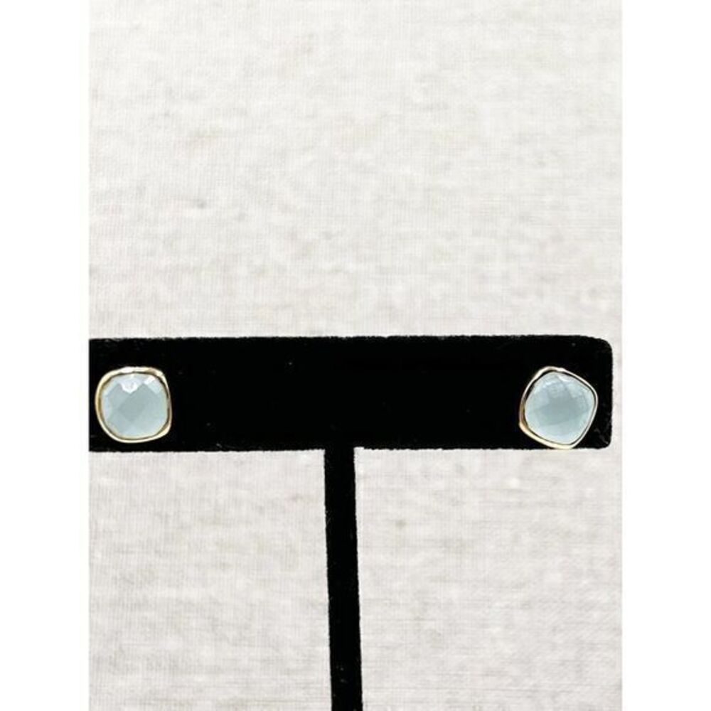 24kt Gold Vermeil Stud Earrings with Faceted Blue Topaz